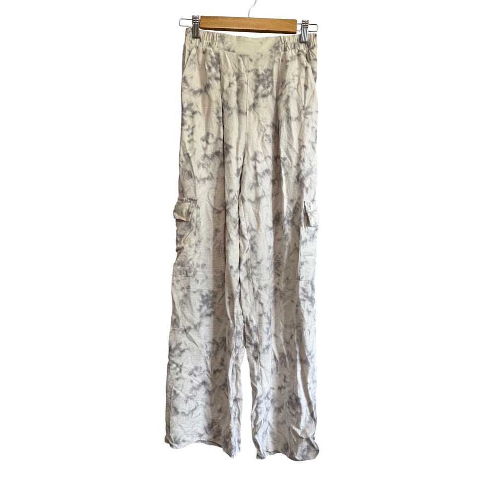 Paper Crane Cargo Pants Women Small Grey Tie Dye Excellent TJ91610A Wide Leg